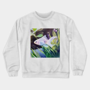 White Goldfish #2 - fish painting Crewneck Sweatshirt